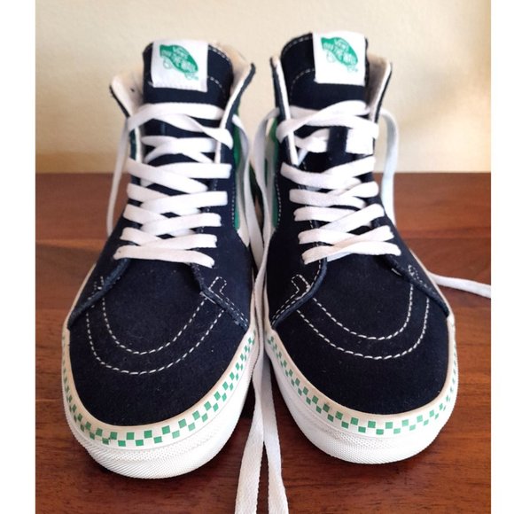 SOLD-unisex Vans checkered sole skater shoes men's 8.5 blue green white - Picture 5 of 11